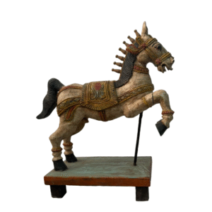 Vintage Wooden Horse Vahanam – A Symbol of Valor & Sacred Motion