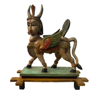 Antique Wooden Kamadhenu Vahanam – Divine Abundance & Sacred Heritage