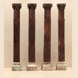 Premium Solid Teak Wood Columns Set of 4 | Elegant Handcrafted Decorative Pillars for Home Décor