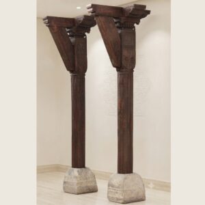 Premium 9.5 Feet Teak Wood Pillars Set of 2 – Handcrafted Durable Decorative Wooden Columns
