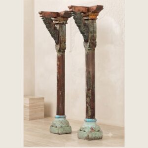 Premium 9 Feet Teak Wood Pillars Set of 2 – Handcrafted Durable Decorative Wooden Columns