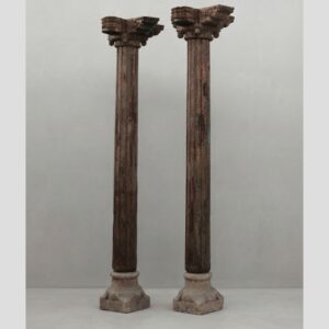 Premium Solid 9 Feet Teak Wood Columns Set of 2 – Handcrafted Decorative Wooden Pillars for Home Décor