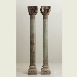 Premium Handcraof 2 | Elegant Solid Wood Decorative Pillars for Home Décorfted Wooden Columns Set