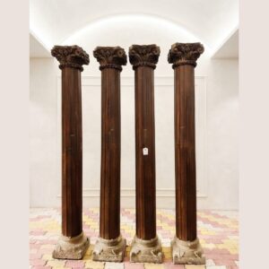 Premium Handcrafted Wooden Columns Set of 4 | Elegant Solid Wood Decorative Pillars for Home Décor